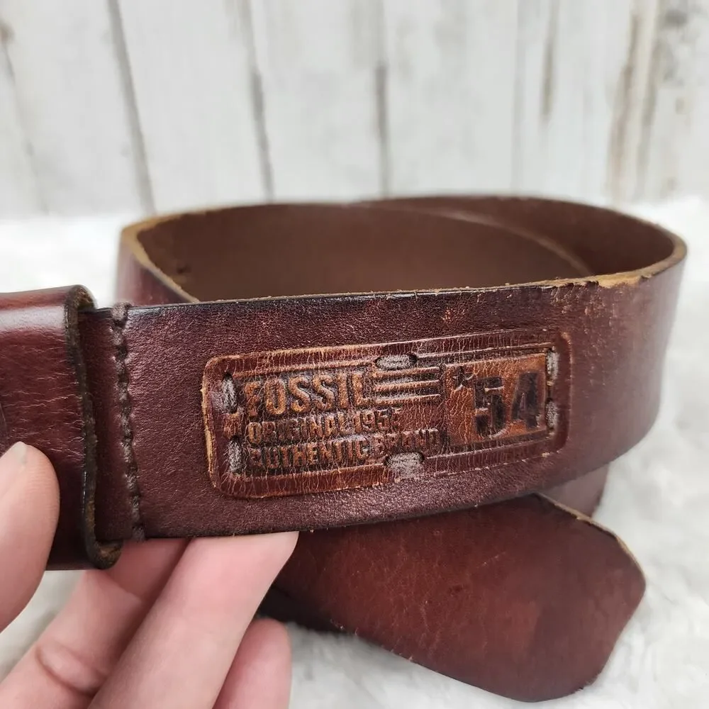Fossil Leather Belt Brown Size 34